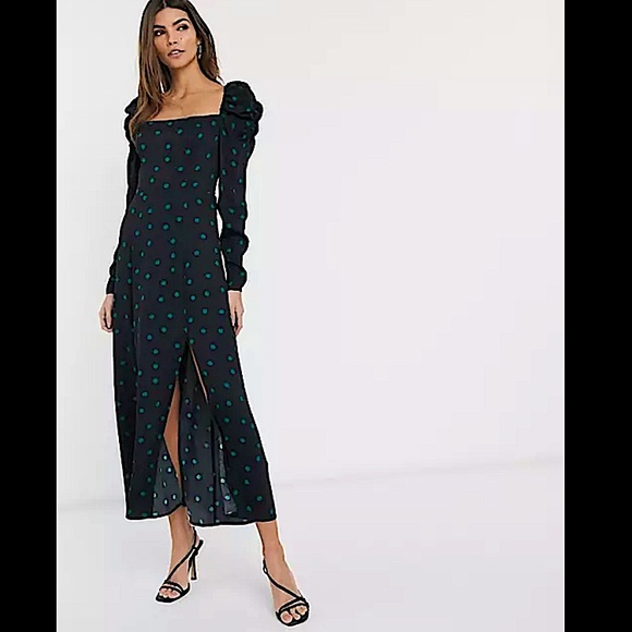 & Other Stories polka dot puff sleeve midi dress - Picture 8 of 14